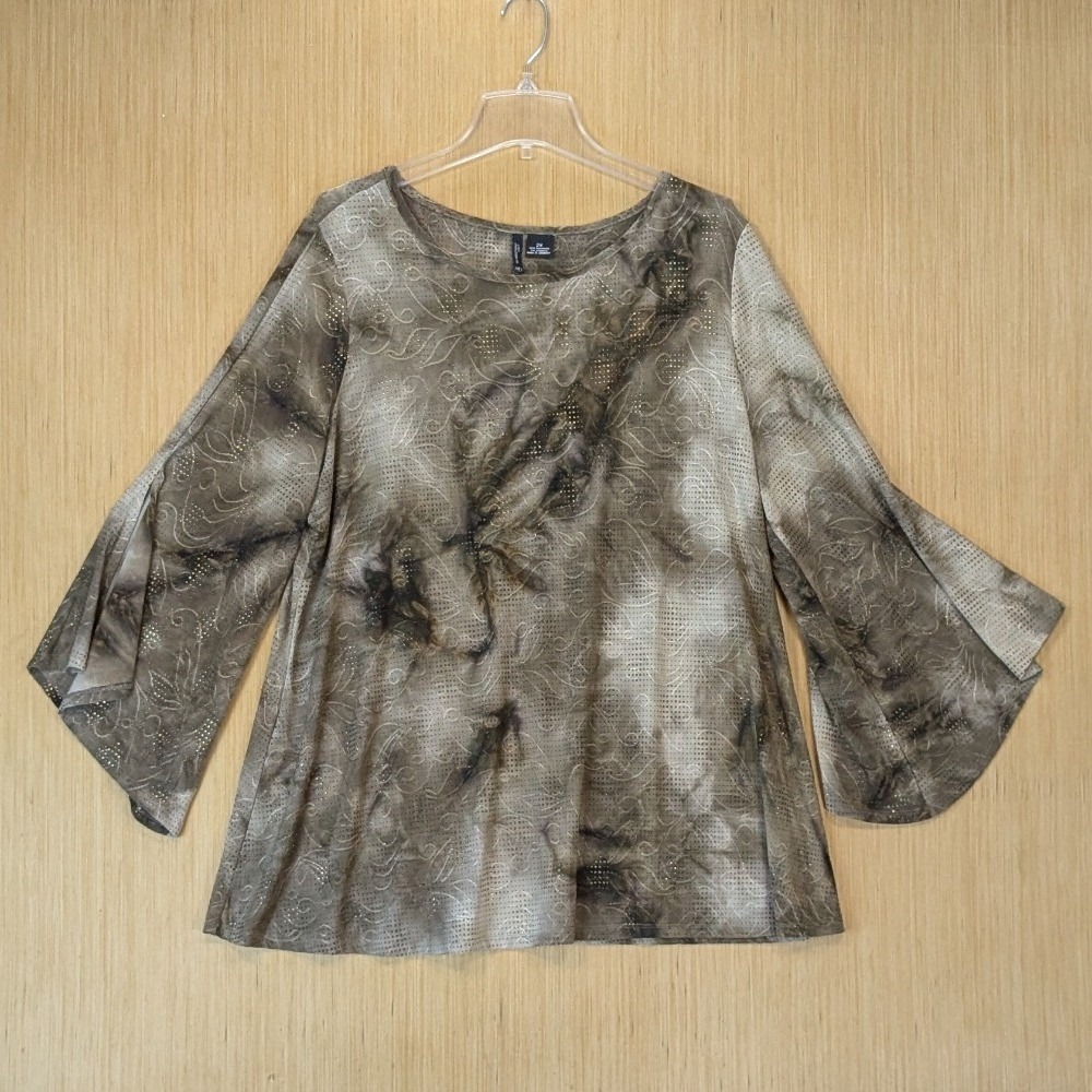 New Directions Top Women 2X Bell Sleeve Flowy Oversized Y2K Tie Dye Fairy Grunge
